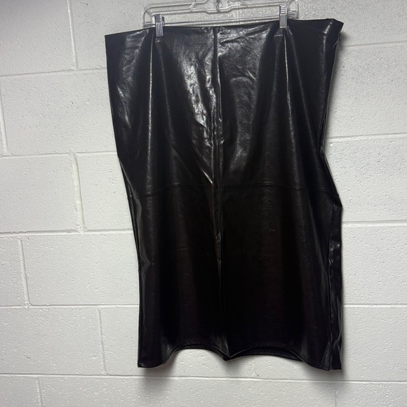 NWT A New Day Women's 20 Brown Faux Leather Midi Skirt - Picture 2 of 10